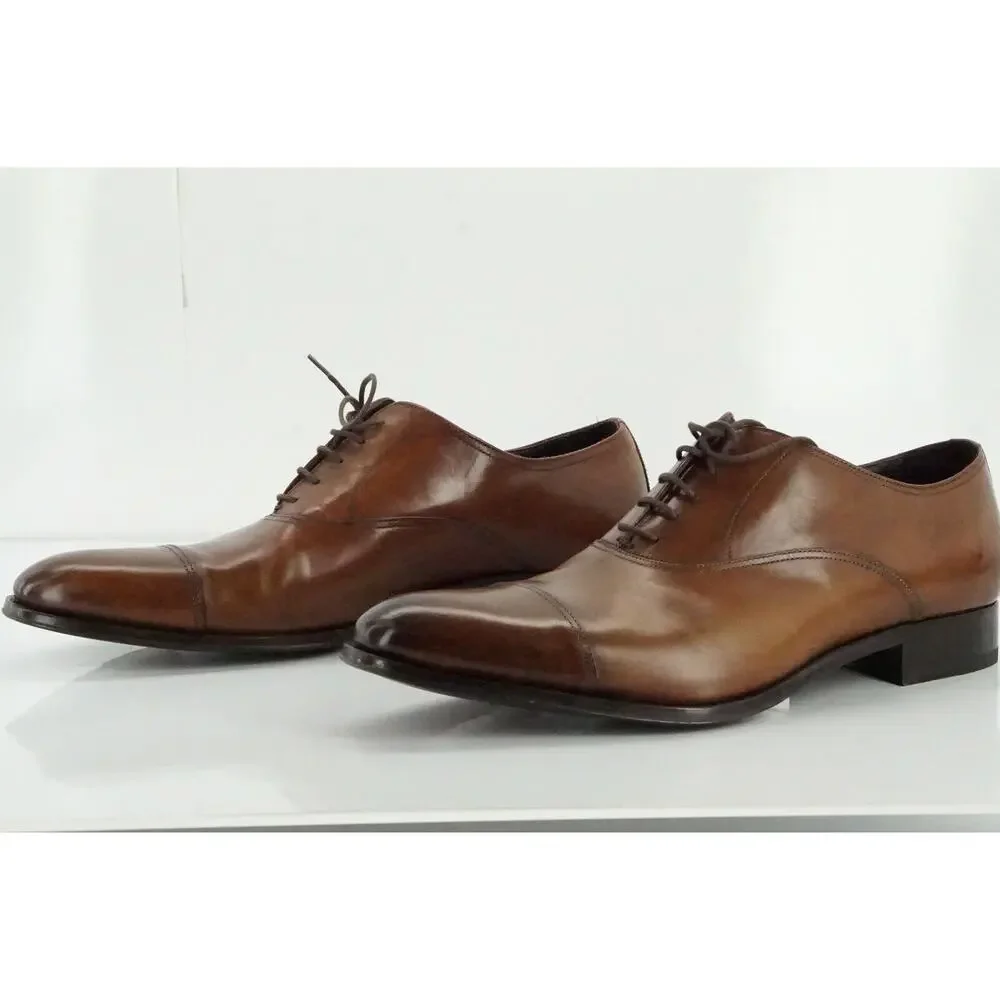 To Boot New York Men's Brown Leather Aidan Cap Toe Oxfords